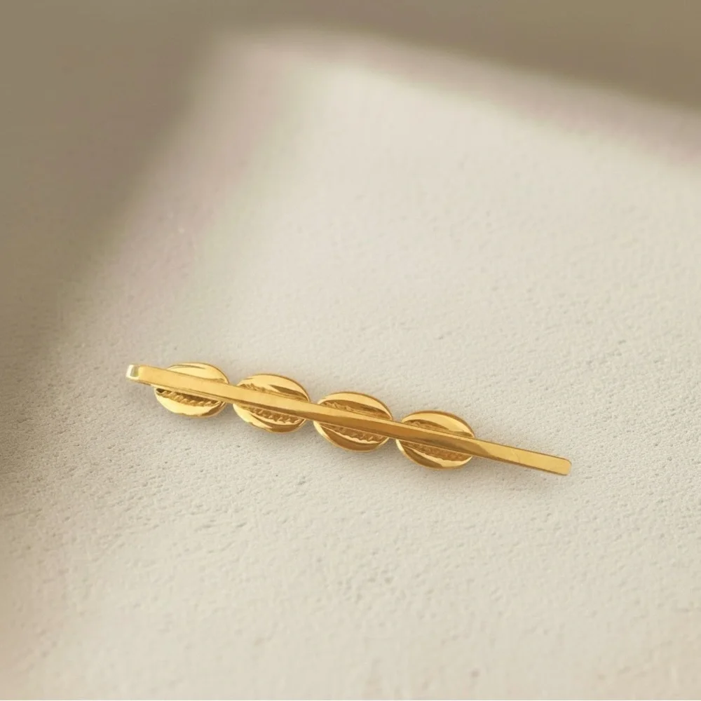 18K Gold Plated Stainless Steel Shell Barrette Minimalist Coastal Hair Bobby Pin